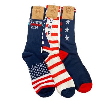 Air Shipped Trump  2024 Crew Socks 3 Styles 10-13 